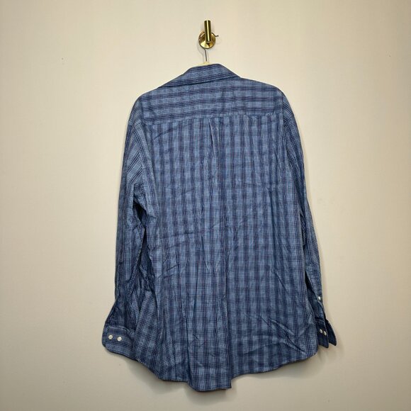 Peter Millar Blue Plaid Crown Comfort Button Front Shirt Men's XXL - Picture 3 of 3